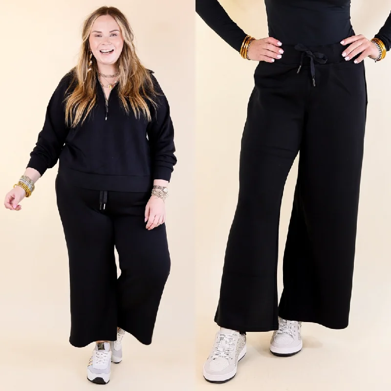 Functional Work Pants-SPANX | AirEssentials Cropped Wide Leg Pants in Black