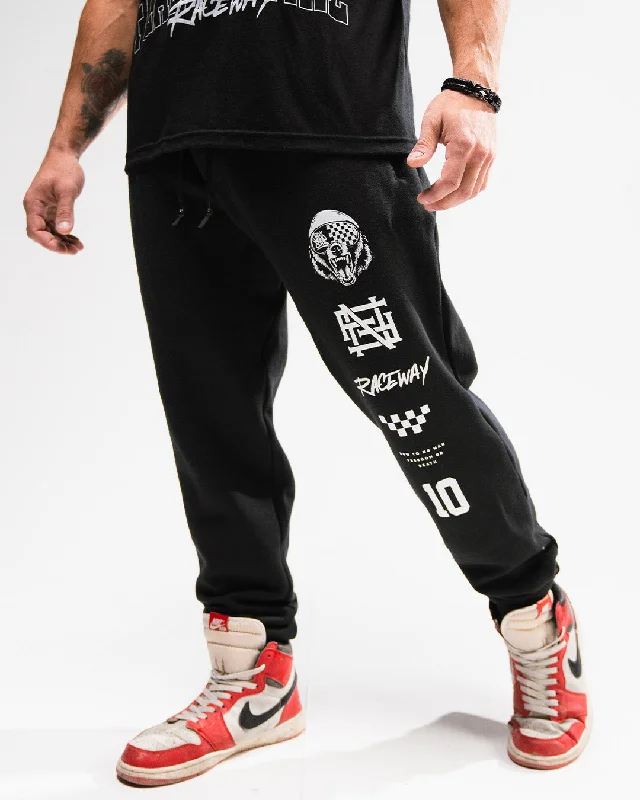 Comfortable Pants-RACE BEAR FITTED JOGGERS - BLACK