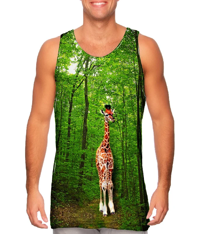 Sporty Sleeveless Shirt-Giraffe Lost In The Forest