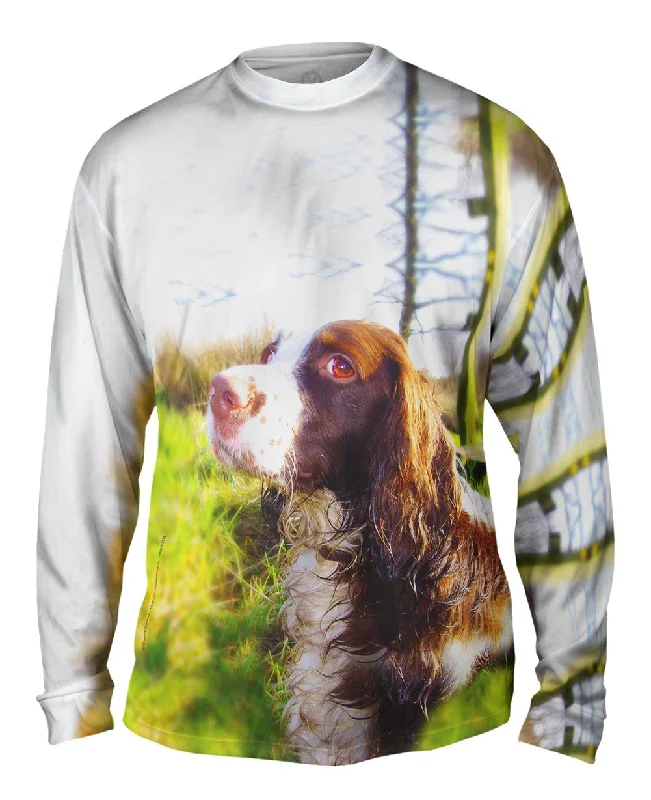 Casual Long Sleeve Shirt-Scruffy Haired Cocker Spaniel