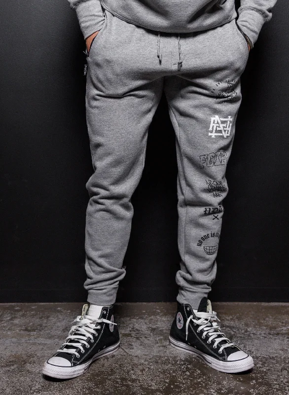 Sports Pants-NO HANDOUTS STAMP - FITTED JOGGERS