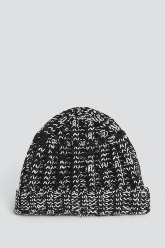 Holiday Hat-Nero/Ecru Mouliné Beanie