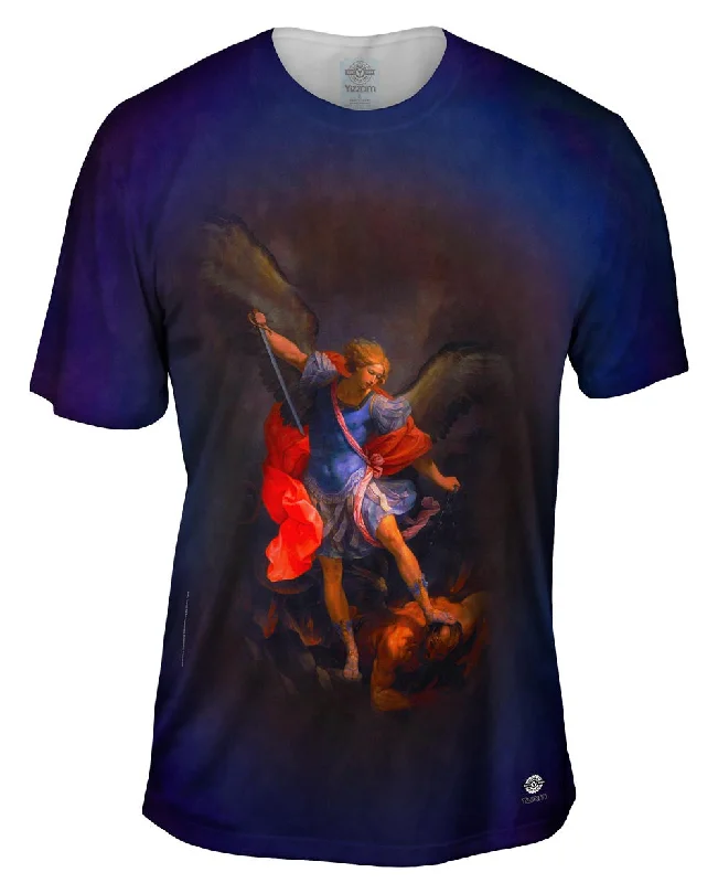 Slim Fit T-Shirt-Guido Reni - "The Archangel Michael defeating Satan" (1635)