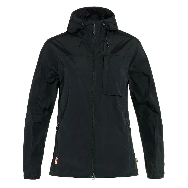 Overcoat Jacket-Fjallraven Womens High Coast Wind Jacket Black