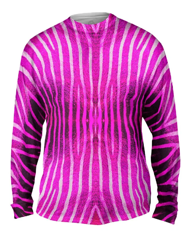 Long Sleeve Henley-Pink Zebra Stripes