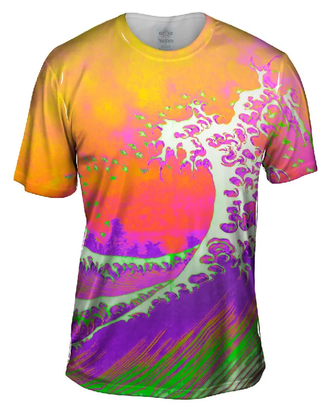 Loose Fit T-Shirt-Pop Art Hokusai - "The Great Wave Orange Purple" (1830)