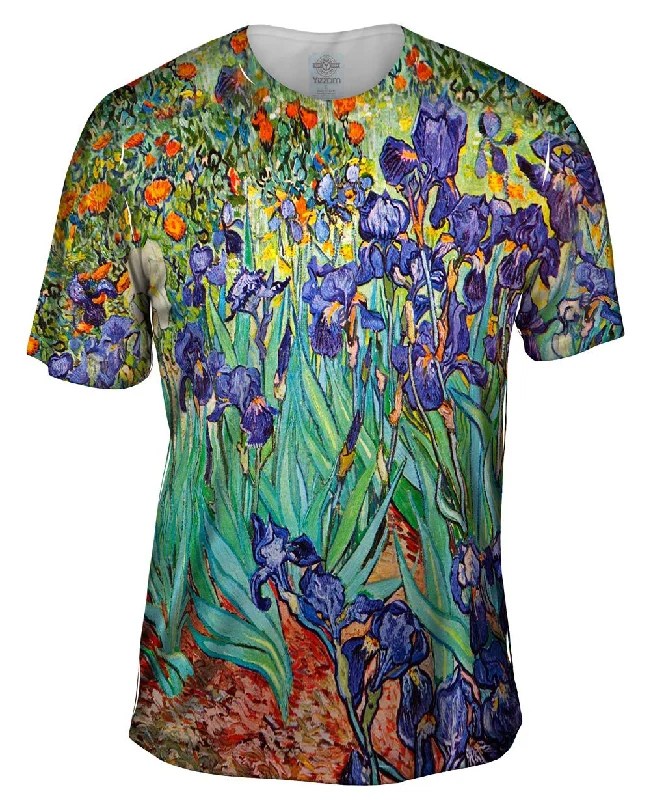 Printed Logo T-Shirt-Vincent Van Gogh - Irises (1889)