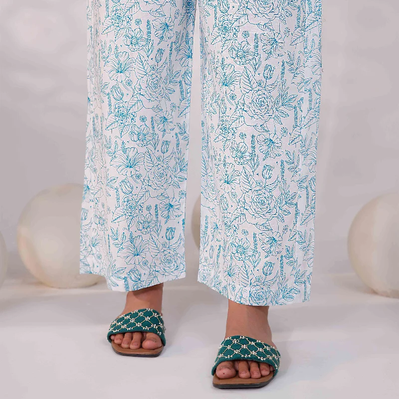 Dress Pants-Ferozy Screen Printed Cambric Trouser PS4587