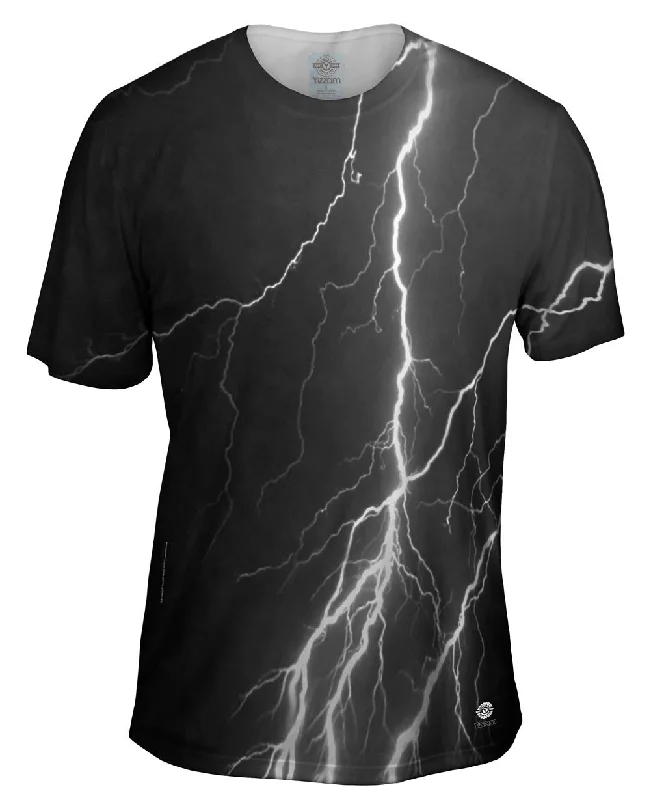 Lightweight T-Shirt-Lightning Storm Black White