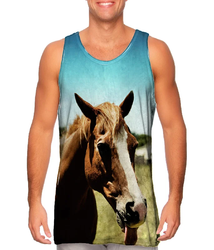 Warm-Weather Tank Top-Funny Tongue Horse