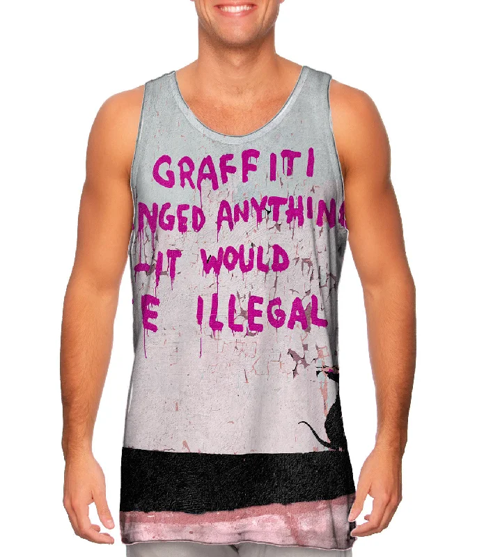 Casual Tank Top-Graffiti Banksy Rat Illegal Graffiti