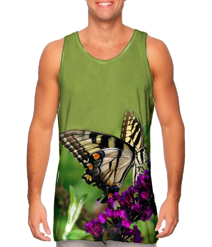 Muscle Tank Top-Enchanting Purple Flower Butterfly