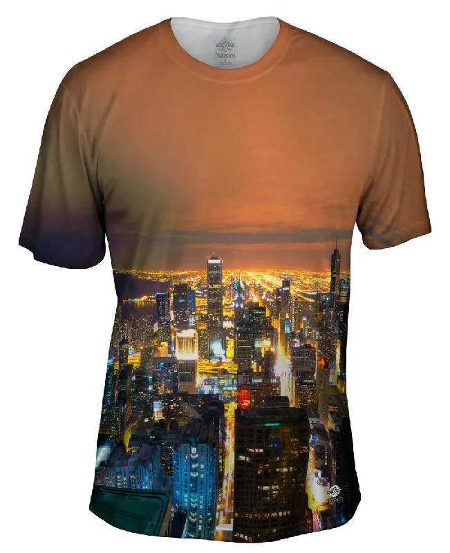 Unique Design T-Shirt-Glowing Chicago Skyline