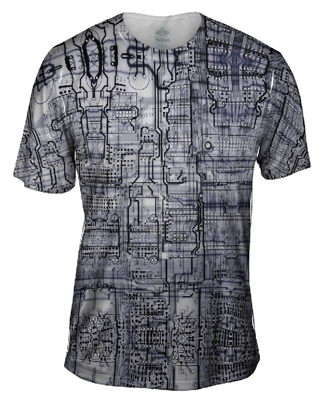 All-Weather T-Shirt-Circuit Board Black And White