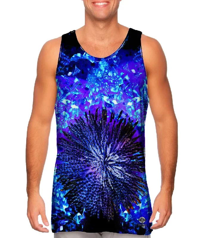 Casual Sleeveless Vest-Flower Darkblue Fluorescent