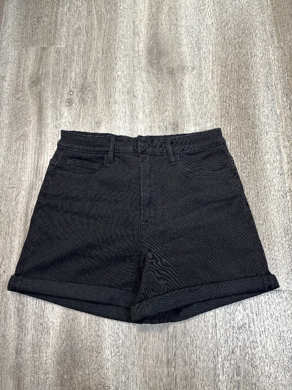 Pocketed Cargo Shorts-Shorts By Vervet In Black Denim, Size: L