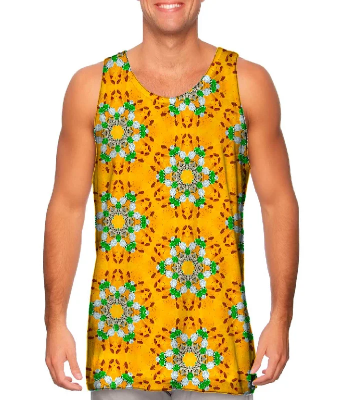 Breathable Workout Tank-Golden Umbrella Pattern