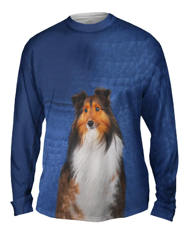 Long Sleeve Pullover-Sheltie With Green Eyes