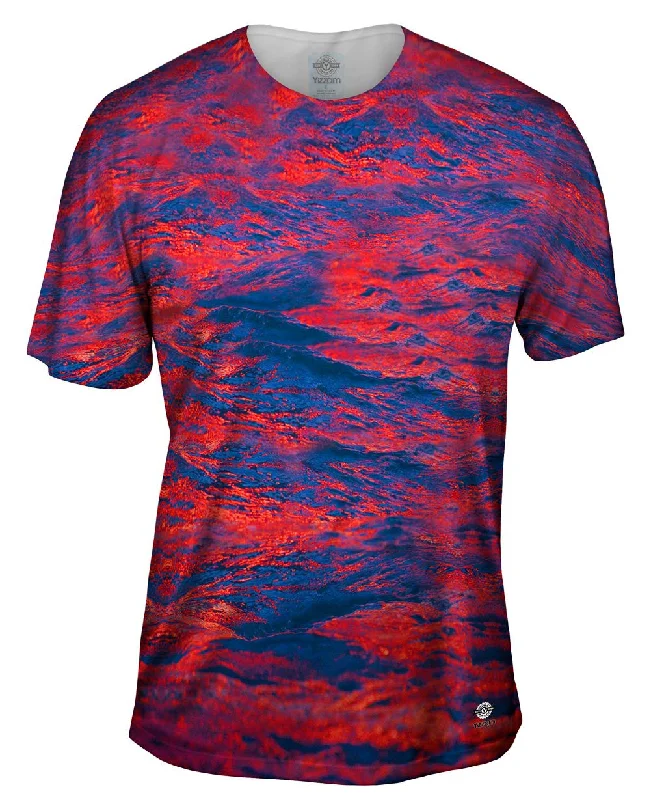 Relaxed Style T-Shirt-Glowing Red Waves