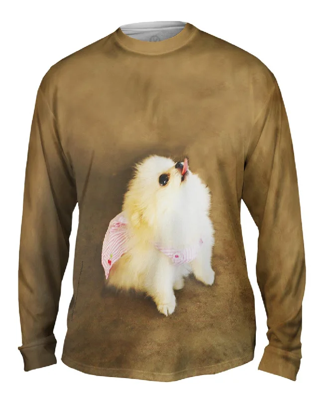 Cool Graphic Long Sleeve-Pomeranian Cherry Cape Superhero