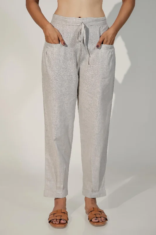 Tailored Jogger Pants-Steel Grey Women's Pleated-Narrow Trousers