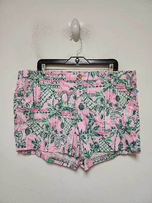 Sweat Shorts-Shorts Designer By Lilly Pulitzer In Green & Pink, Size: 16