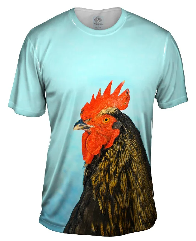 Solid Color T-Shirt-Rooster Chicken Winter