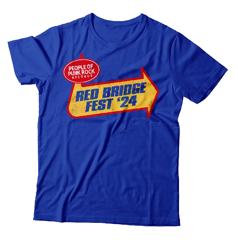 Slim Fit T-Shirt-RED BRIDGE FEST - "Warped Logo 2024" (Royal Blue) (T-Shirt)