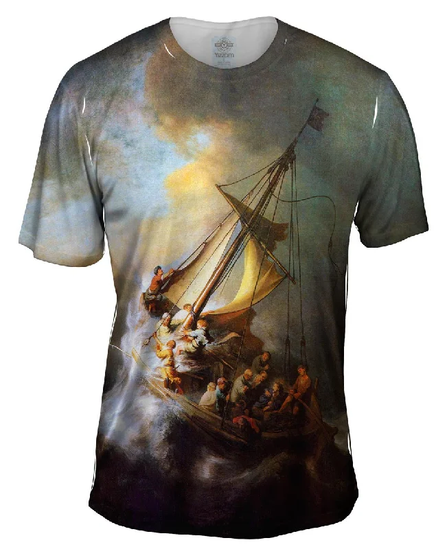 All-Weather T-Shirt-Rembrandt Harmenszoon Van Rijn - "Christ On The Storm On The Sea Of Galilee" (1632)