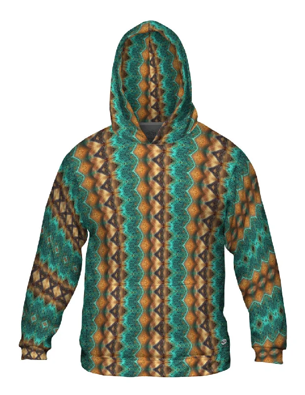 Plain Hoodie-Golden Aqua Snake Skin Pattern