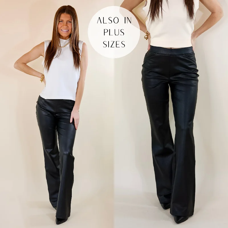 Light Jogger Pants-SPANX | Leather-Like Flare Pants in Black