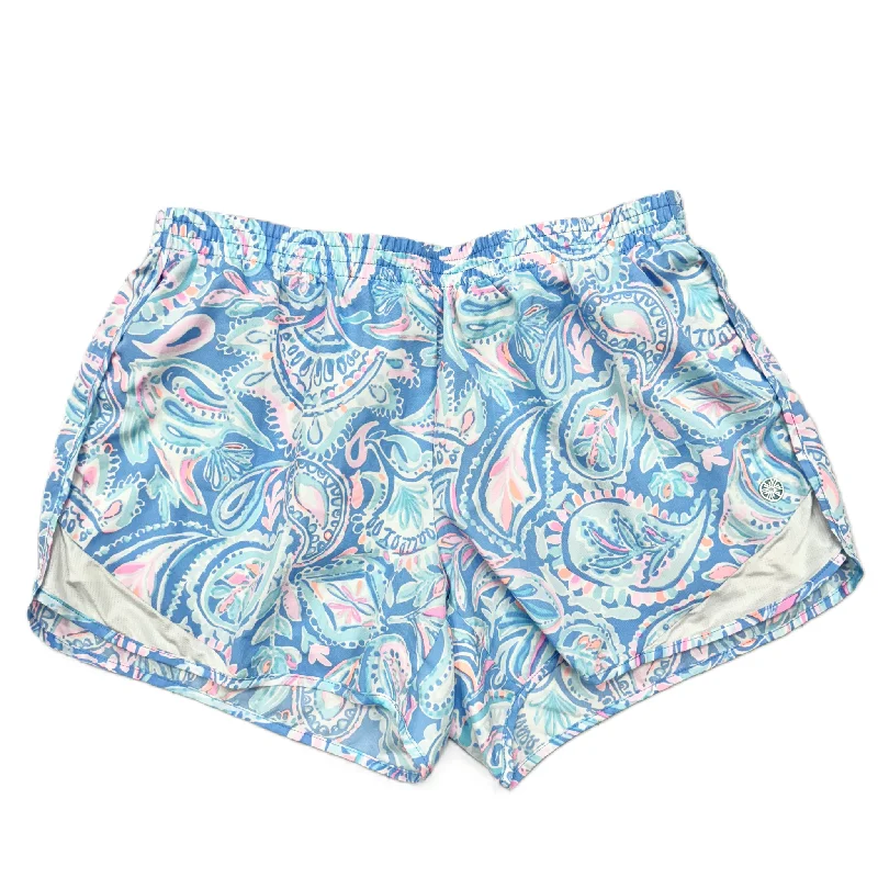 Trendy Jogger Shorts-Shorts Designer By Lilly Pulitzer In Blue & Pink, Size: M