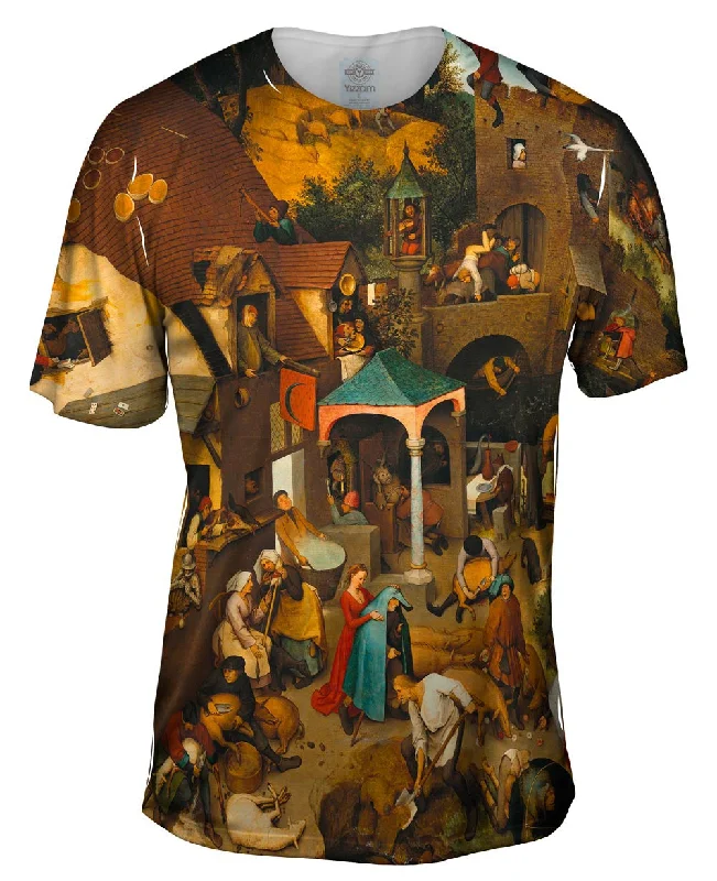 Embroidered T-Shirt-Pieter Bruegel The Elder - "Netherlandish Proverbs"(1559)