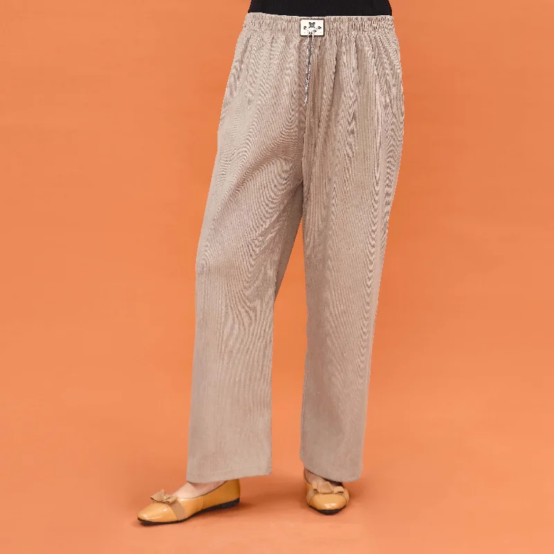 Wide-Legged Trousers-Khaki Western Pant PL4048