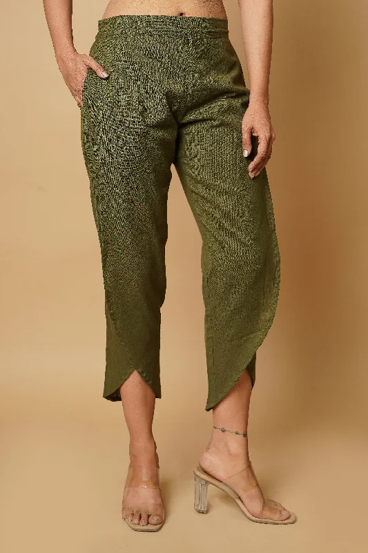 Stretch Pants-Army Green Women's Tulip Trousers