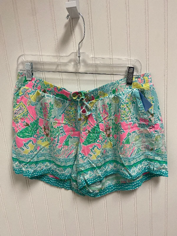 Flexible Fit Shorts-Shorts Designer By Lilly Pulitzer In Green & Pink, Size: 8