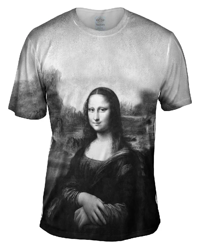 Athletic T-Shirt-Pop Art - "Da Vinci Mona Lisa Black White" (1517)