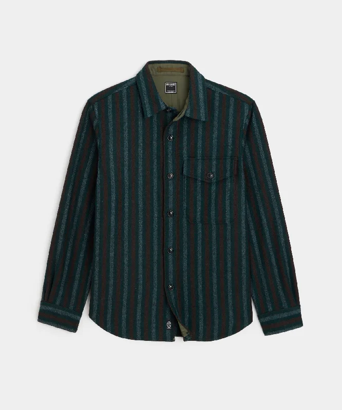 Relaxed Fit T-Shirt-Wool Striped Utility Shirt Jacket in Blue