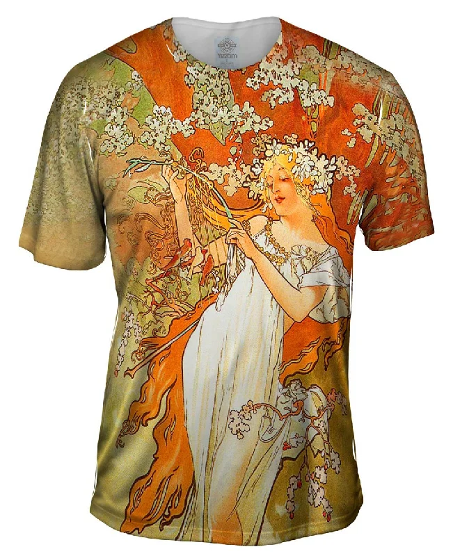 Eco-Friendly Graphic T-Shirt-Alphonse Mucha - "Spring" (1896)