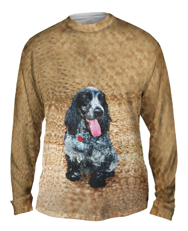 Long Sleeve Henley-Salt And Pepper Cocker Spaniel