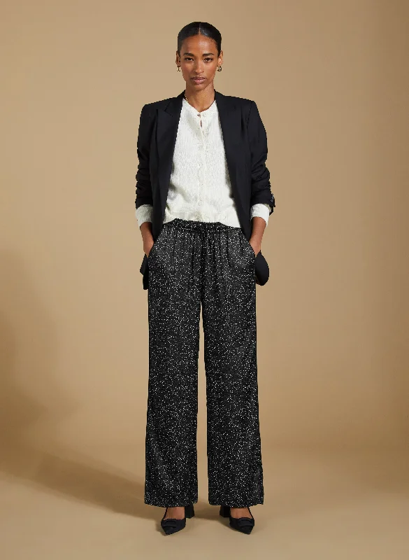 Soft Stretch Pants-Mandy Printed Satin Trousers