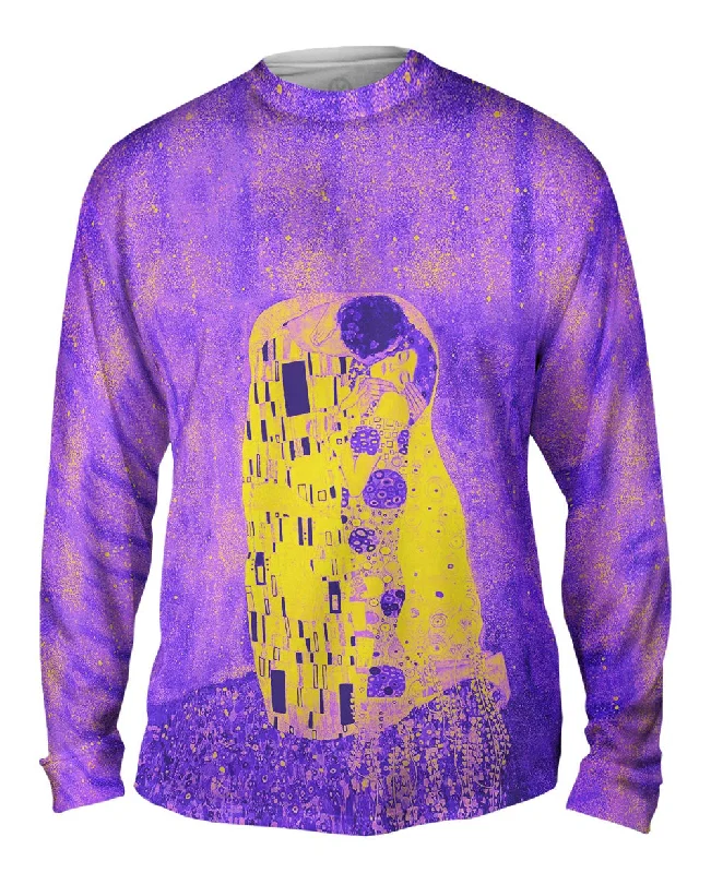 Vintage Long Sleeve-Pop Art  Pop Art Klimt - "The Kiss Purple And Yellow" (1907)