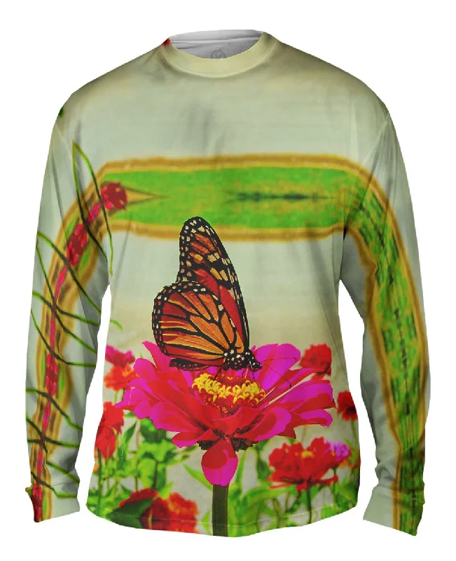 Sporty Zip Long Sleeve-Pink Flower Butterfly