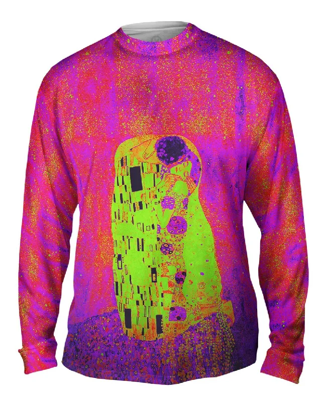 Premium Long Sleeve-Pop Art Klimt - "The Kiss Hotpink" (1907)