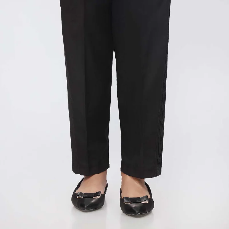 Relaxed Jogger Pants-Black Cambric Straight Fit Trouser PW3651