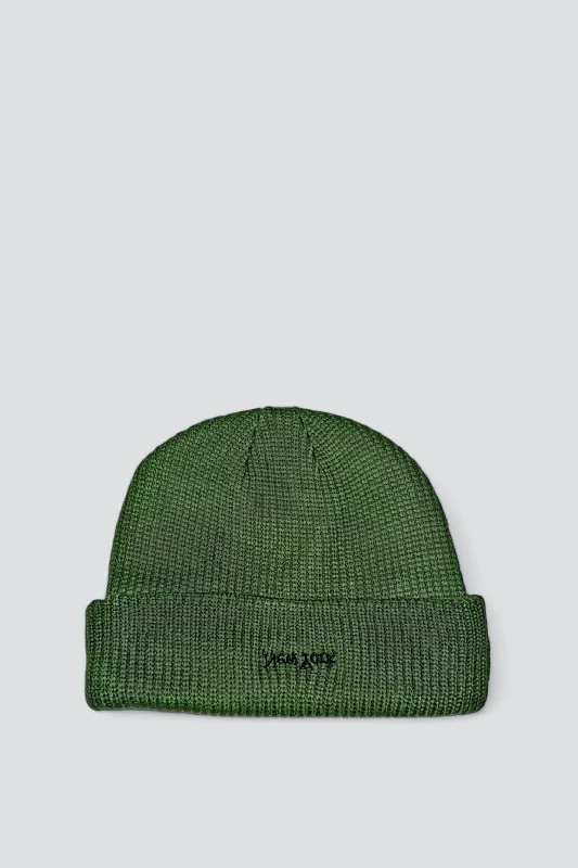 Comfortable Hat-Dark Green New York Logo Beanie