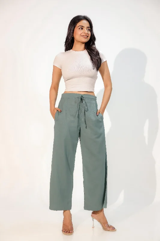 Professional Pants-Teal Green Women's Plazzo Trousers