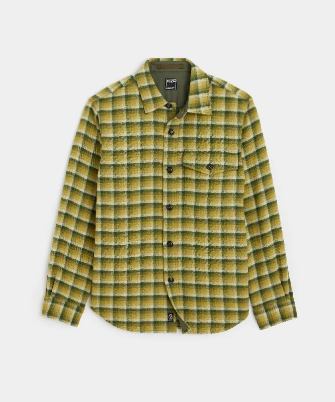 Boxy T-Shirt-Wool Plaid Utility Shirt Jacket in Chartreuse