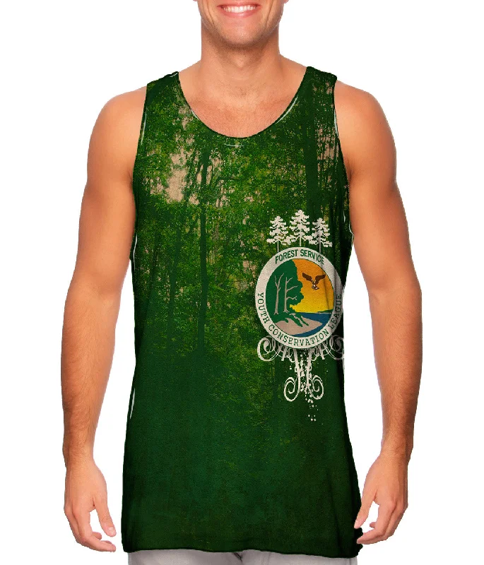 Casual Tank Top-Forest Service Trio Tree