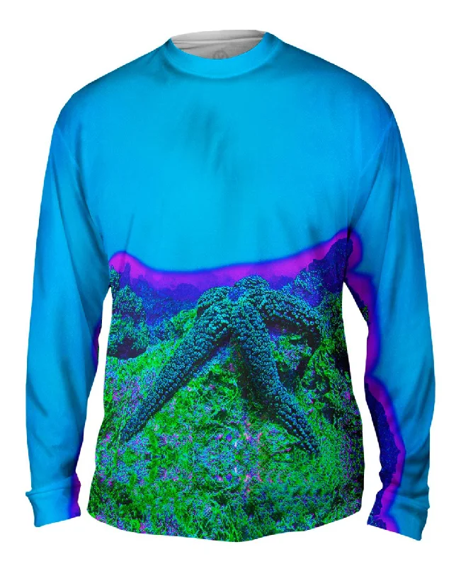 Long Sleeve Sweatshirt-Neon Starfish Glow Underwater